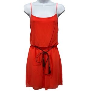 City Triangles Mini Dress Women's Size Medium Orange Lining Spaghetti Strap Belt
